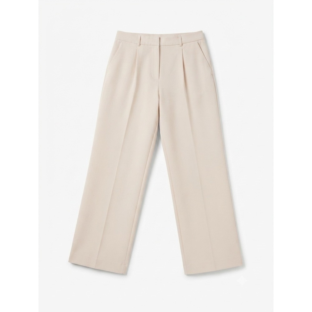 Bagatelle Collection Bone Beige Wide Leg Pleated Trousers Pants Womens Large NEW